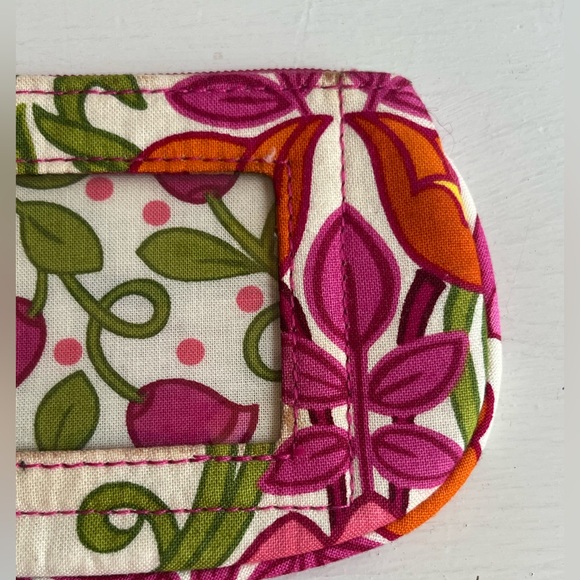 Vera Bradley Lilli Bell Clip Zip ID Pink and Orange Floral Pouch - Picture 3 of 9